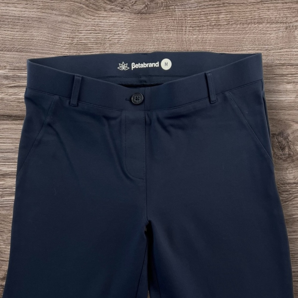 Betabrand Navy High-Rise Stretch Trousers